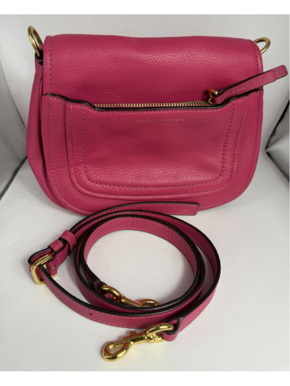 MARC JACOBS Empire City Mini Messenger Bag Leather Pink Womens Crossbody